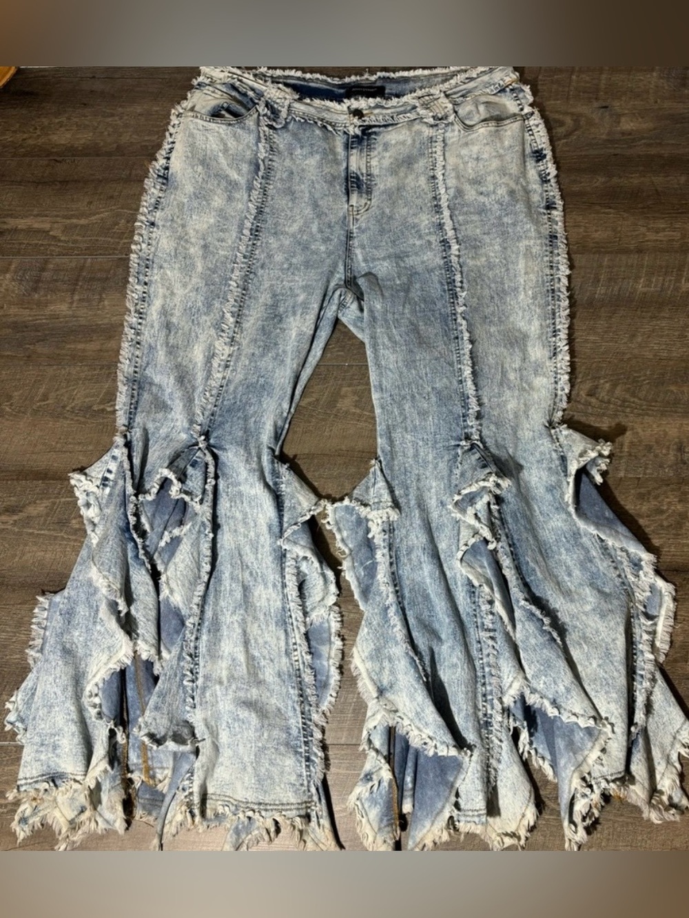 Fabulous Faded Unique Big Bell Bottom
Ruffle Ripped Jeans
